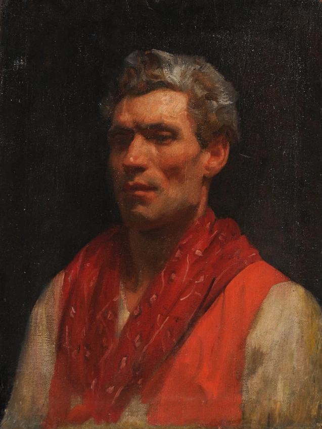 Ritratto maschile con fazzoletto rosso - attribuito